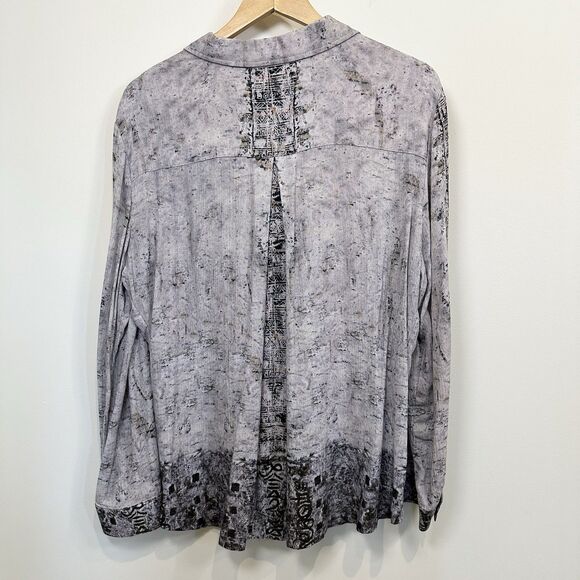 Simply Art by DOLCEZZA Top Women’s XL Abstract Button Up Leaf Artsy Lagenlook - Picture 7 of 12